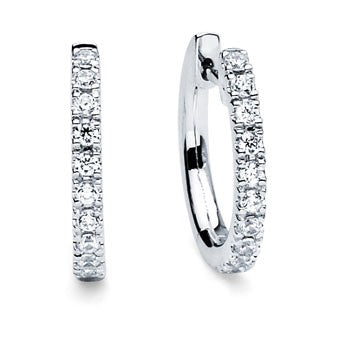 14K White Gold .20CTW Diamond Hoop Earrings