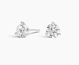 14K White Gold .33CTW Round Brilliant Cut Diamond Stud Earrings G-H I1