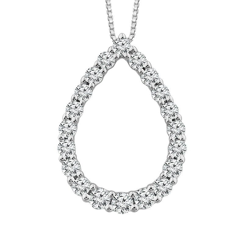 10K White Gold 1/10CTW Pear Shaped Pendant with Box Chain