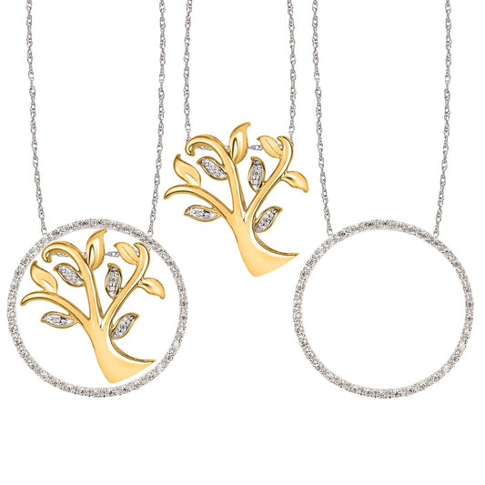 0.15 Ctw. Circle Frame .02 Ctw. Tree Of Life Insert Enhancer