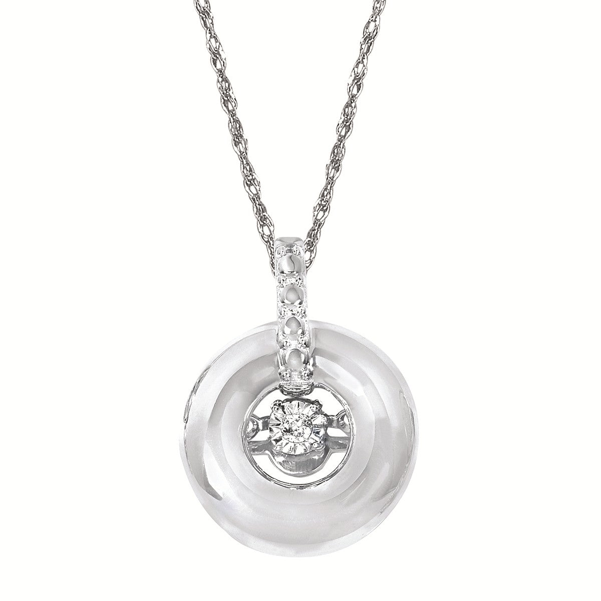SS .02CTW Shimmering Diamonds Circle Pendant with Chain