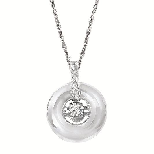SS .02CTW Shimmering Diamonds Circle Pendant with Chain