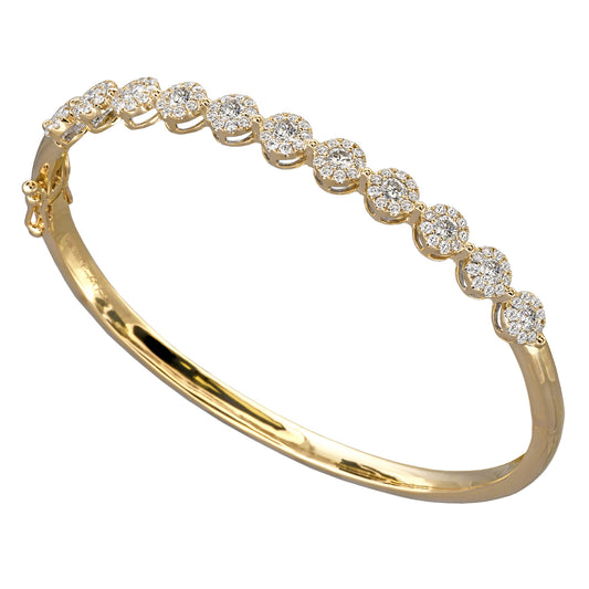 18K Yellow Gold 1.69CTW Diamond Cluster Bracelet with Double Safety