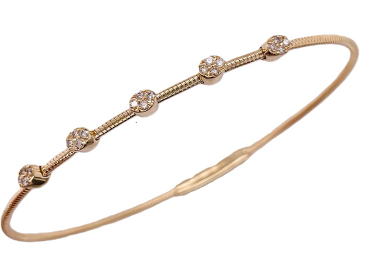 14K Two-Tone .18CTW Natural Diamond Flexie Bangle