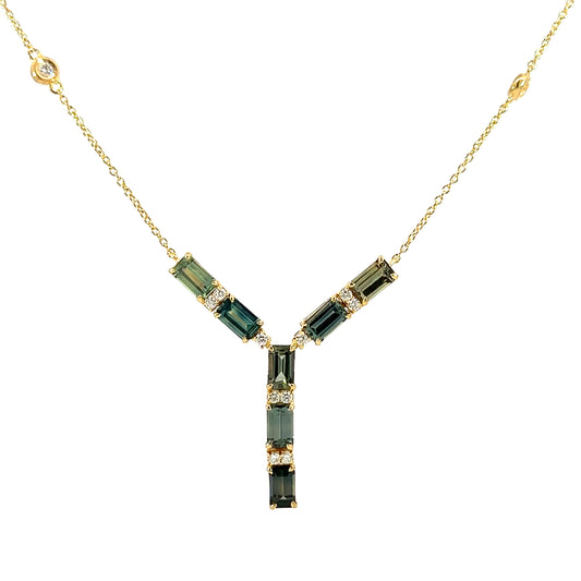18K Yellow Gold 2.52CTW Sapphire & .23CTW Diamond Y-Necklace