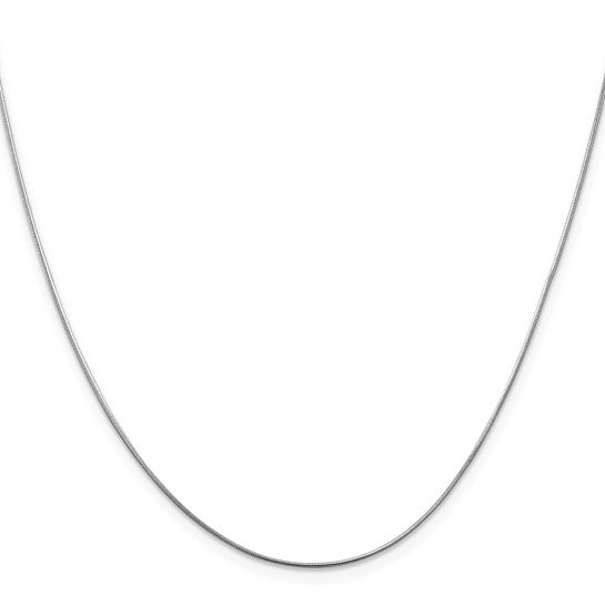 14K White Gold .8MM Round Snake Chain – 18" Lobster Clasp