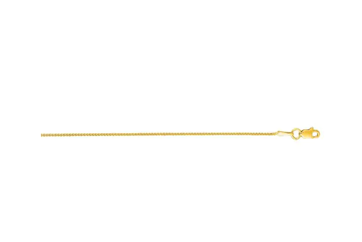 14KYG 20" 1MM Round Wheat Chain with Lobster Clasp
