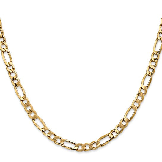 14K Yellow Gold 24" 5.75MM Figaro Chain – Semi Solid with Lobster Clasp