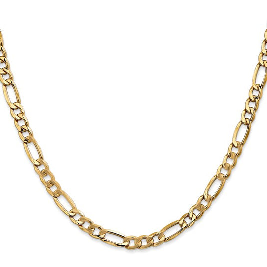 14K Yellow Gold 24" 5.75MM Figaro Chain – Semi Solid with Lobster Clasp
