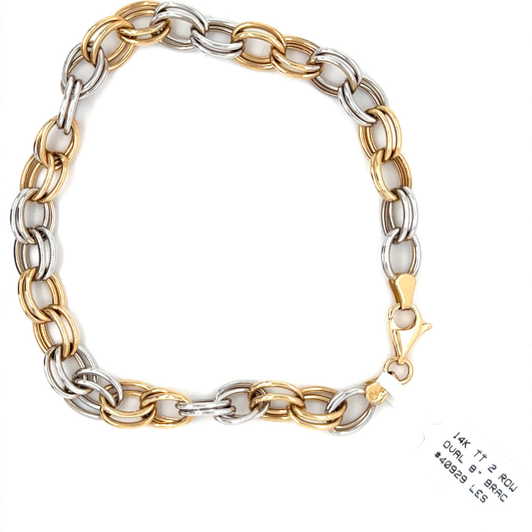 14K TT 2 ROW OVAL 8" BRAC#4092