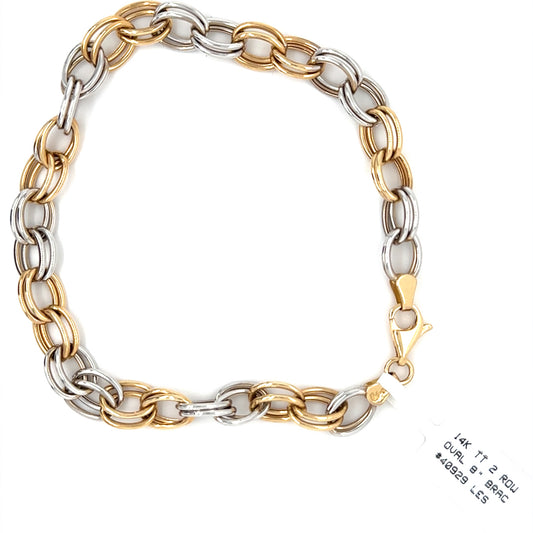 14K TT 2 ROW OVAL 8" BRAC#4092
