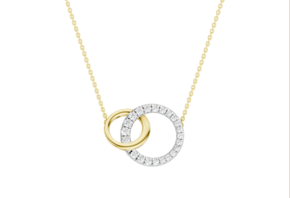 LGD 14K Two-Tone .62CTW Interlink Circle Pendant