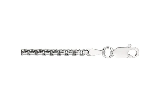 Sterling Silver 24" Round Box Chain 2.2MM with Lobster Clasp