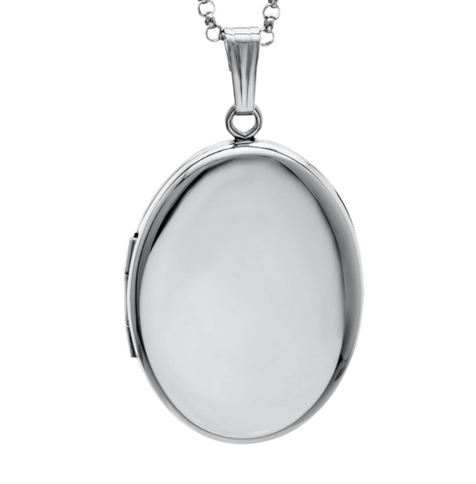 Sterling Silver Oval Locket with 20" Rolo Chain