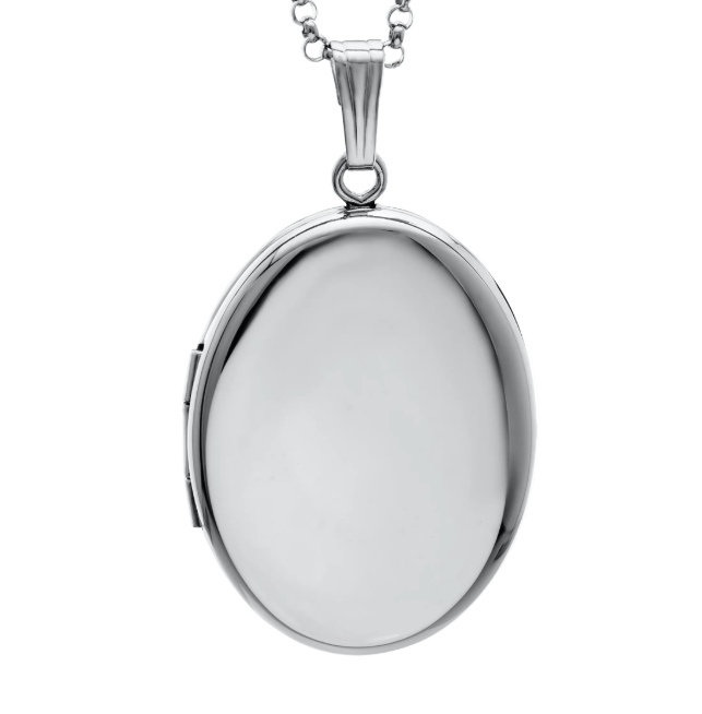 Sterling Silver Oval Locket with 20" Rolo Chain