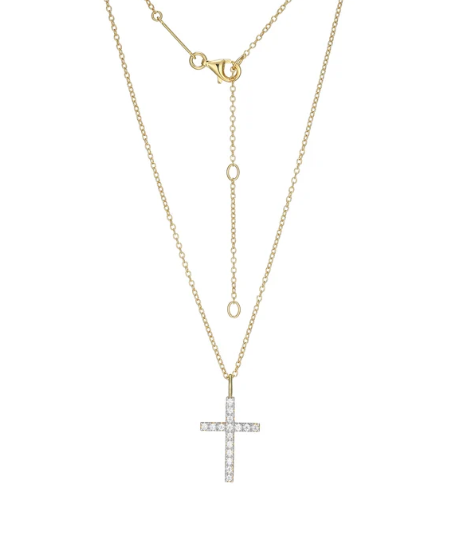 Monte Luna Sterling Silver, Yellow and Silver, Lab-Grown Diamond Pendant Necklace, 0.2080ctw – 16-18 Inch