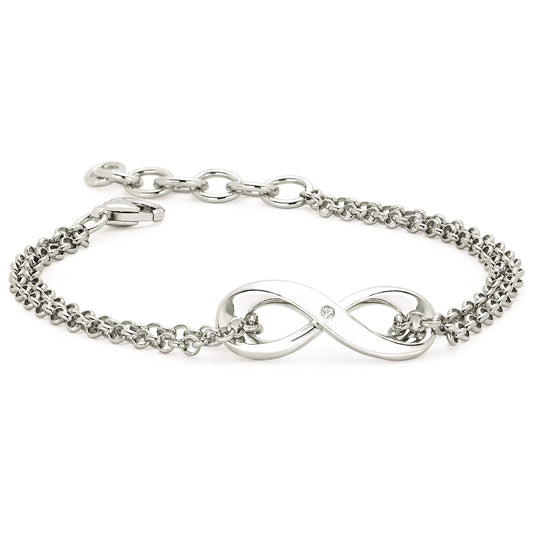 Diva Diamonds® Infinity Bracelet in Sterling Silver with .01 Ct. Diamond