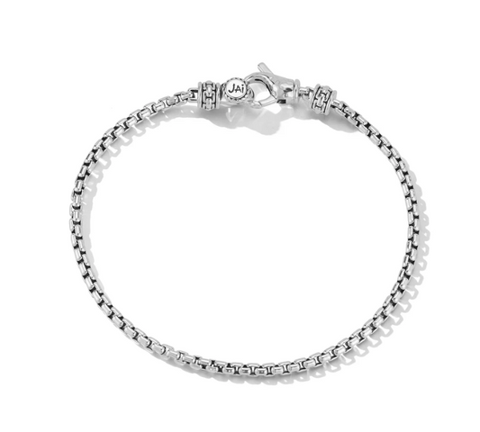 JAI Sterling Silver 2.7mm Box Chain Bracelet Small