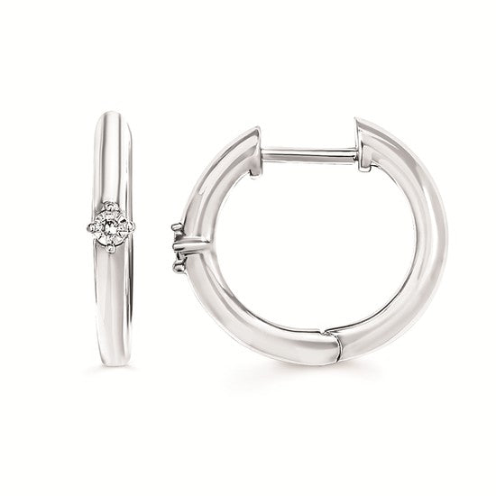 SS .01CTW Diamond Hoop Earrings