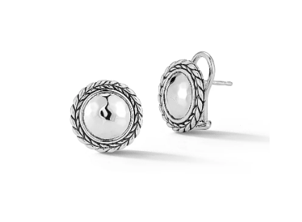 JAI Sterling Silver Hammered Stud Earri | Silver Earrings
