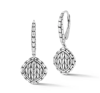 JAI Sterling Silver Basketweave Textured Drop Earrings