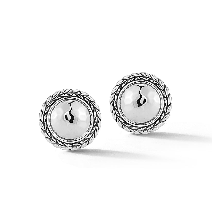 JAI Sterling Silver & 14K Gold Hammered Stud Earri | Silver Earrings