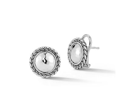 JAI Sterling Silver & 14K Gold Hammered Stud Earri | Silver Earrings