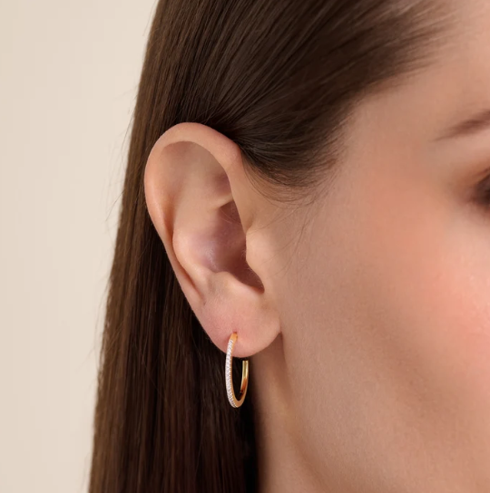 Monte Luna Sterling Silver, Yellow, Large J-Hoop Stud Earrings