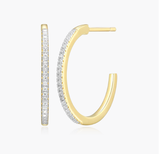 Monte Luna Sterling Silver, Yellow, Large J-Hoop Stud Earrings