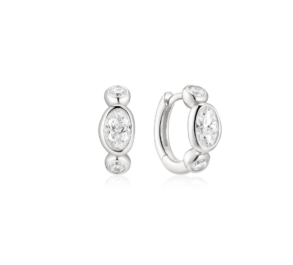 Ania Haie Sterling Silver Bezel Organic Pebble Earrings
