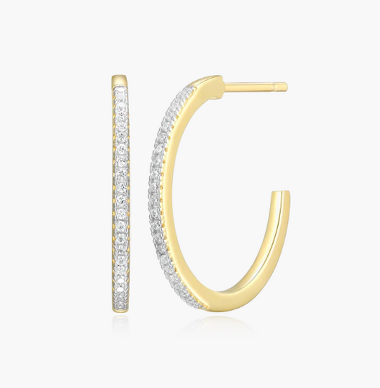 Monte Luna Sterling Silver, Yellow, Large J-Hoop Stud Earrings