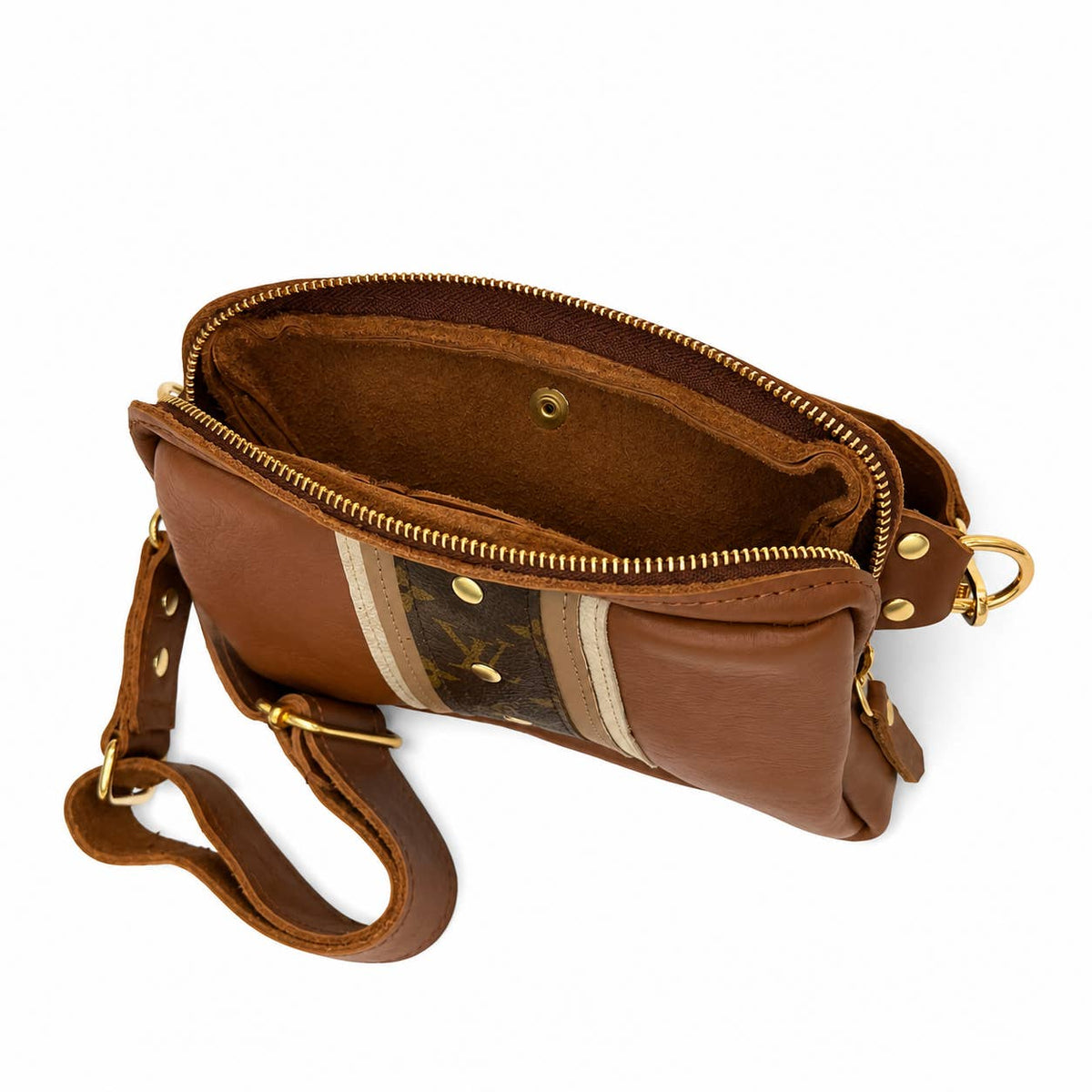 Bella Belt Bag with Monogram Logo – Upcycled Sienna