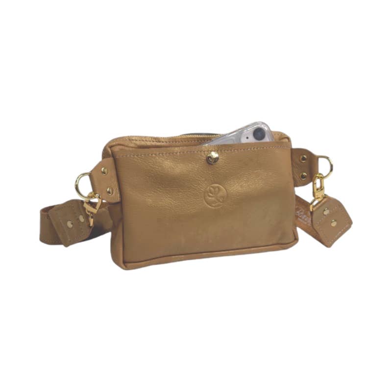 Bella Belt Bag with Full-Front Monogram – Upcycled Bronze