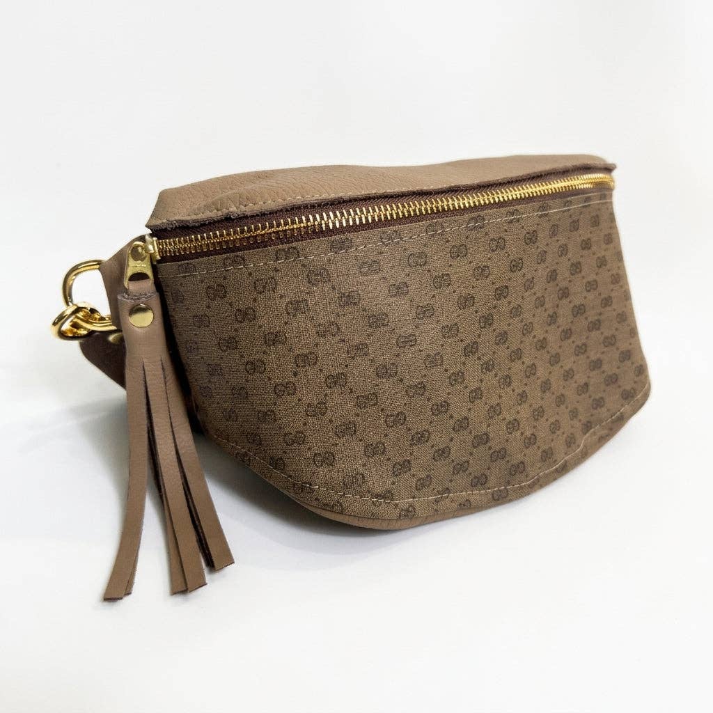 Britt Belt Bag Micro Interlock Full Front – Upcycled Mocha Mousse