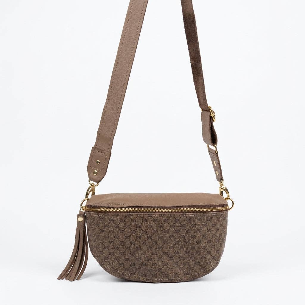 Britt Belt Bag Micro Interlock Full Front – Upcycled Mocha Mousse