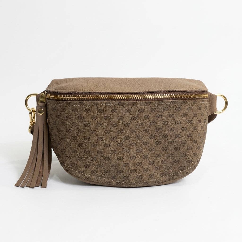 Britt Belt Bag Micro Interlock Full Front – Upcycled Mocha Mousse