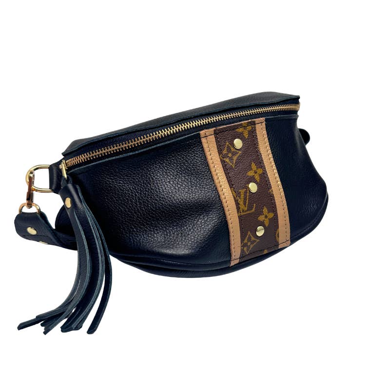 Britt Belt Bag with Monogram Logo – Upcycled Black