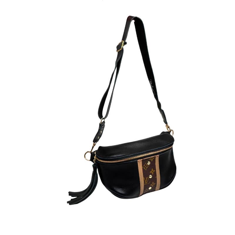 Britt Belt Bag with Monogram Logo – Upcycled Black