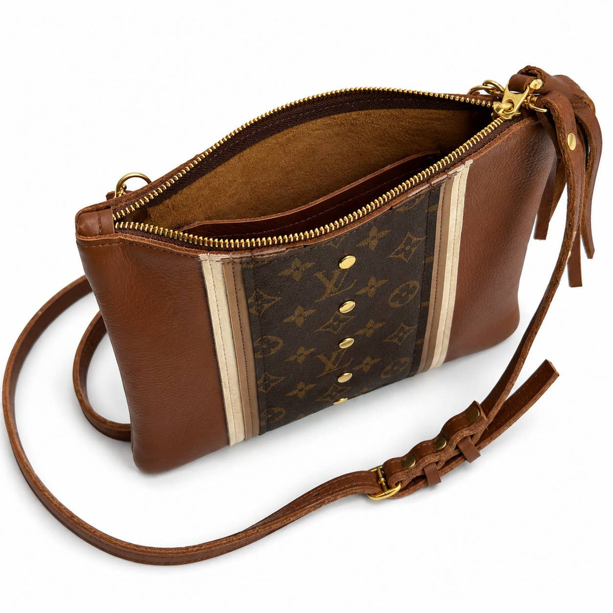 Caroline Crossbody with Monogram Logo – Upcycled Sienna