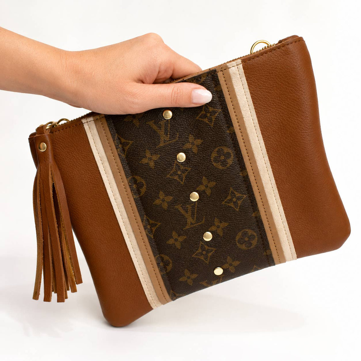 Caroline Crossbody with Monogram Logo – Upcycled Sienna