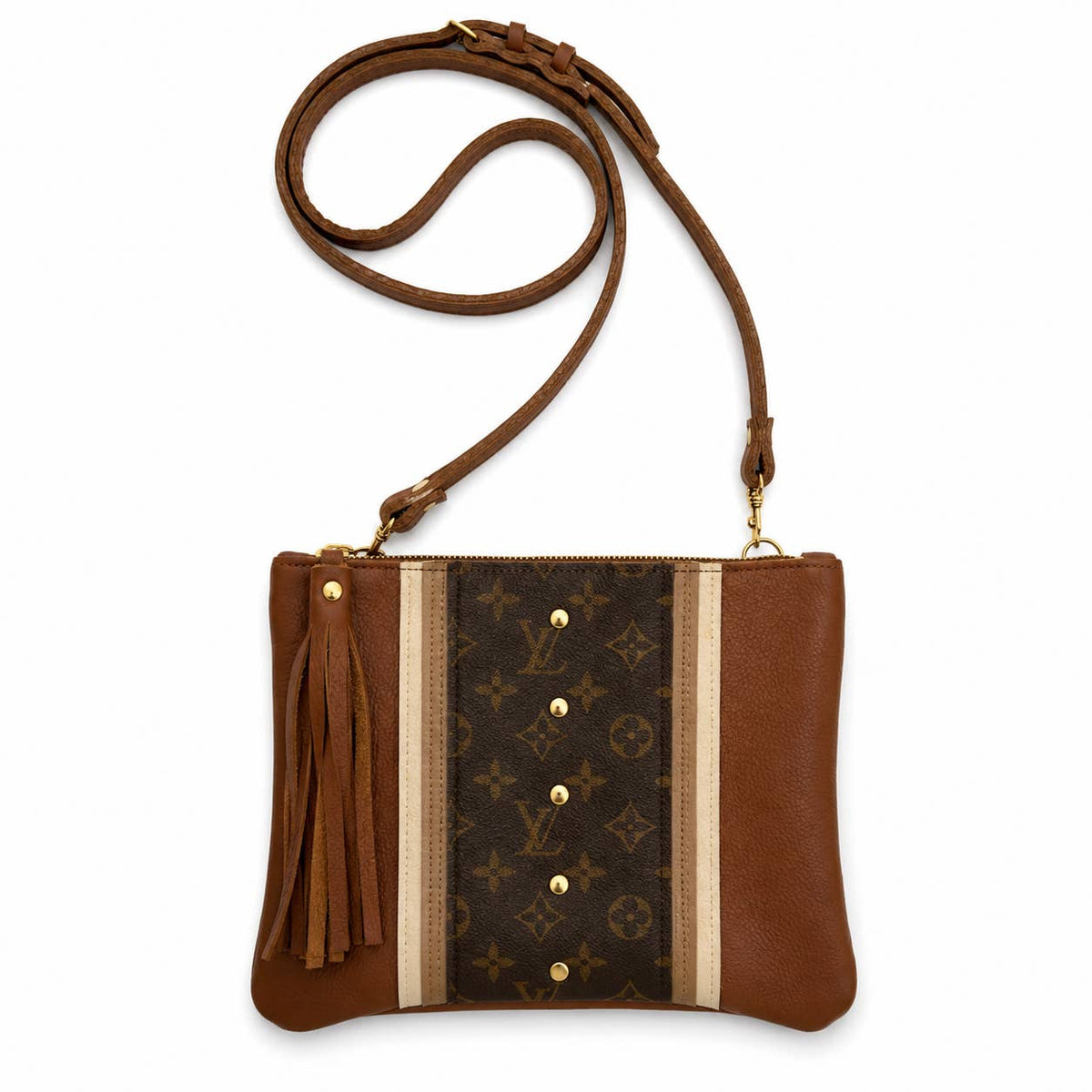 Caroline Crossbody with Monogram Logo – Upcycled Sienna