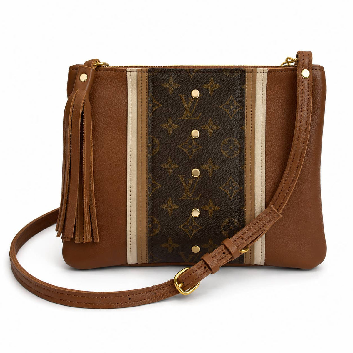 Caroline Crossbody with Monogram Logo – Upcycled Sienna