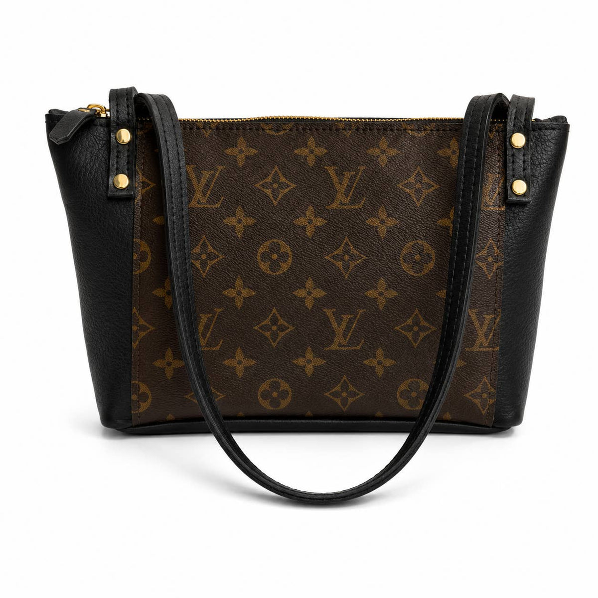 Emma Shoulder Bag with Monogram Logo – Upcycled Black