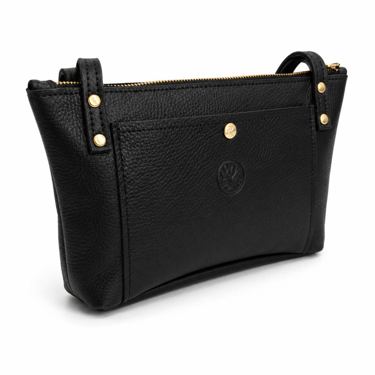 Emma Shoulder Bag with Monogram Logo – Upcycled Black