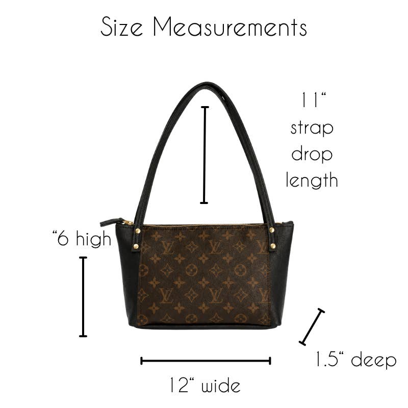 Emma Shoulder Bag with Monogram Logo – Upcycled Black