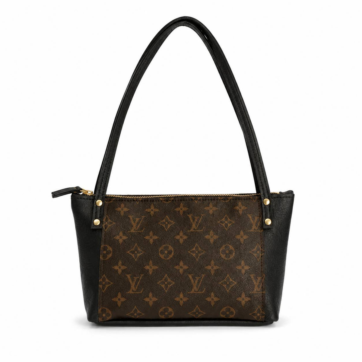 Emma Shoulder Bag with Monogram Logo – Upcycled Black