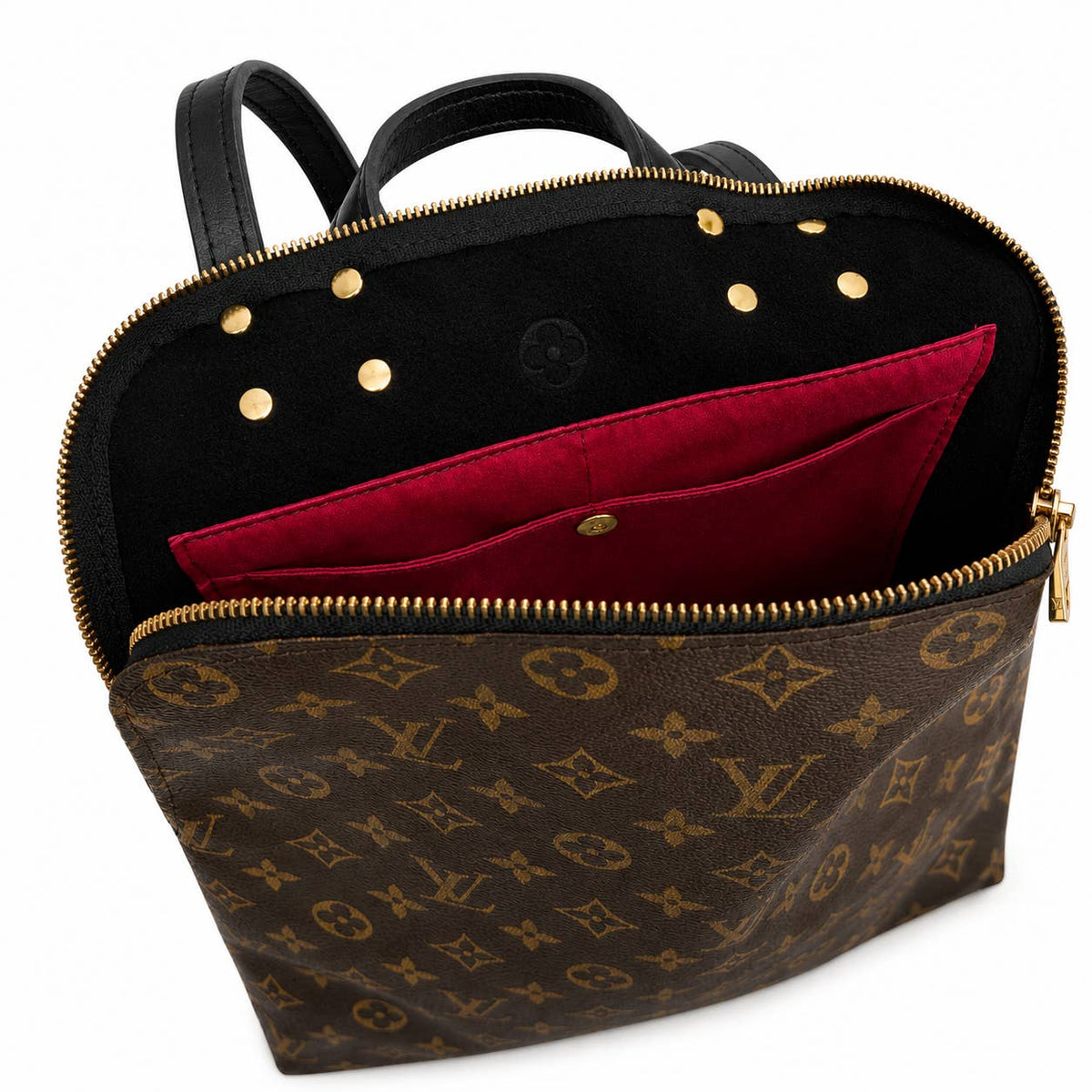 Riley Backpack Full-Front Monogram – Upcycled Black