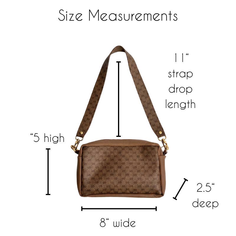 Val Shoulder Bag Micro Interlock Full Front – Upcycled Mocha Mousse