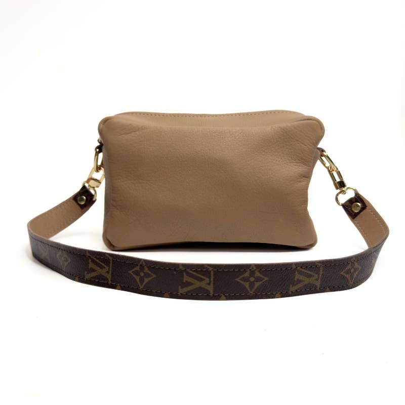 Val Shoulder Bag with Monogram Logo – Upcycled Mocha Mousse