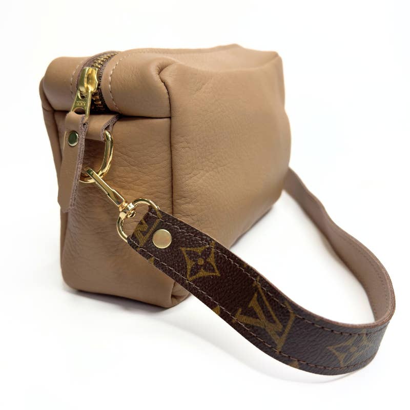 Val Shoulder Bag with Monogram Logo – Upcycled Mocha Mousse